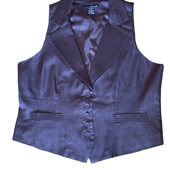 Willi Smith Brown Button Vest Women’s XL Satin Lined Tailored Dressy Career Top - Picture 7 of 11